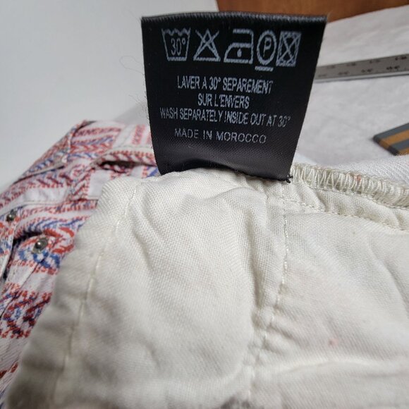 Isabel Marant Étoile Womens Chevron Striped Cropped Pants Sz 36 Red/Blue Stretch - Picture 6 of 11